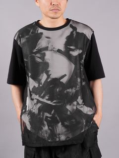 【ラスト1点】 TRANSPARENT FLOWER LAYERED T-SHIRTS / フラワーレイヤードTシャツ (ブラック)