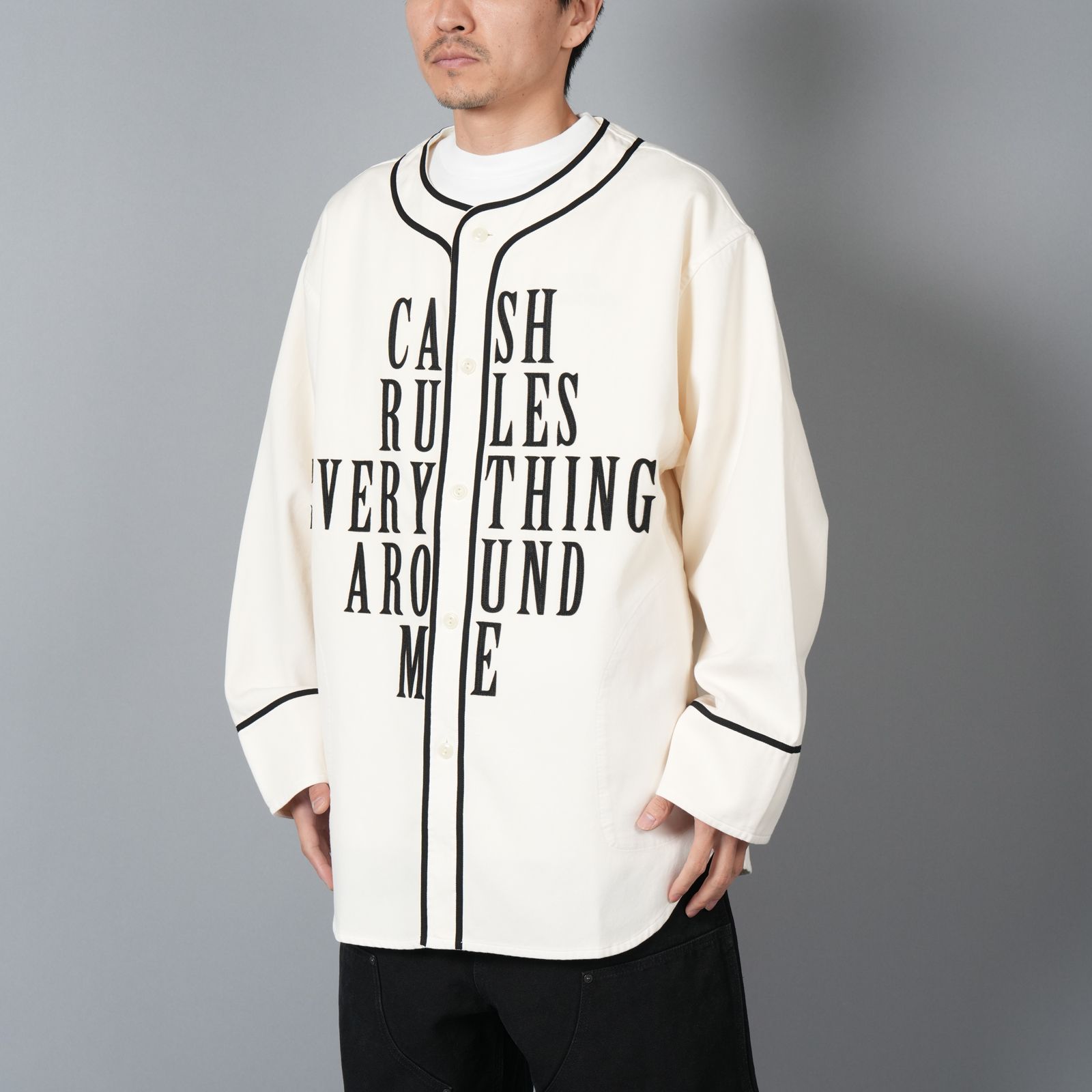 【ラスト1点】BASEBALL SHIRTS "C.R.E.A.M" (L/S) / ベースボールシャツ (ホワイト)