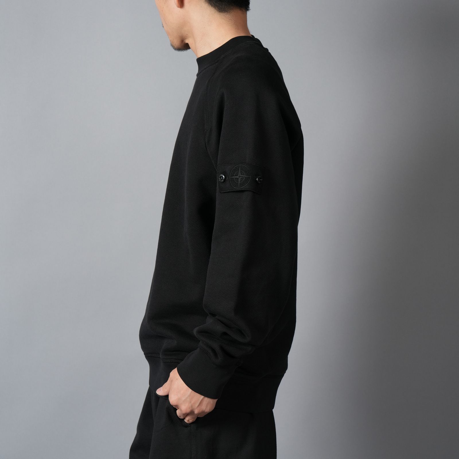【残りわずか】6100028 / HEAVY ORGANIC COTTON FLEECE_S.I. GHOST / クルーネックスウェット・トレーナー (ブラック)