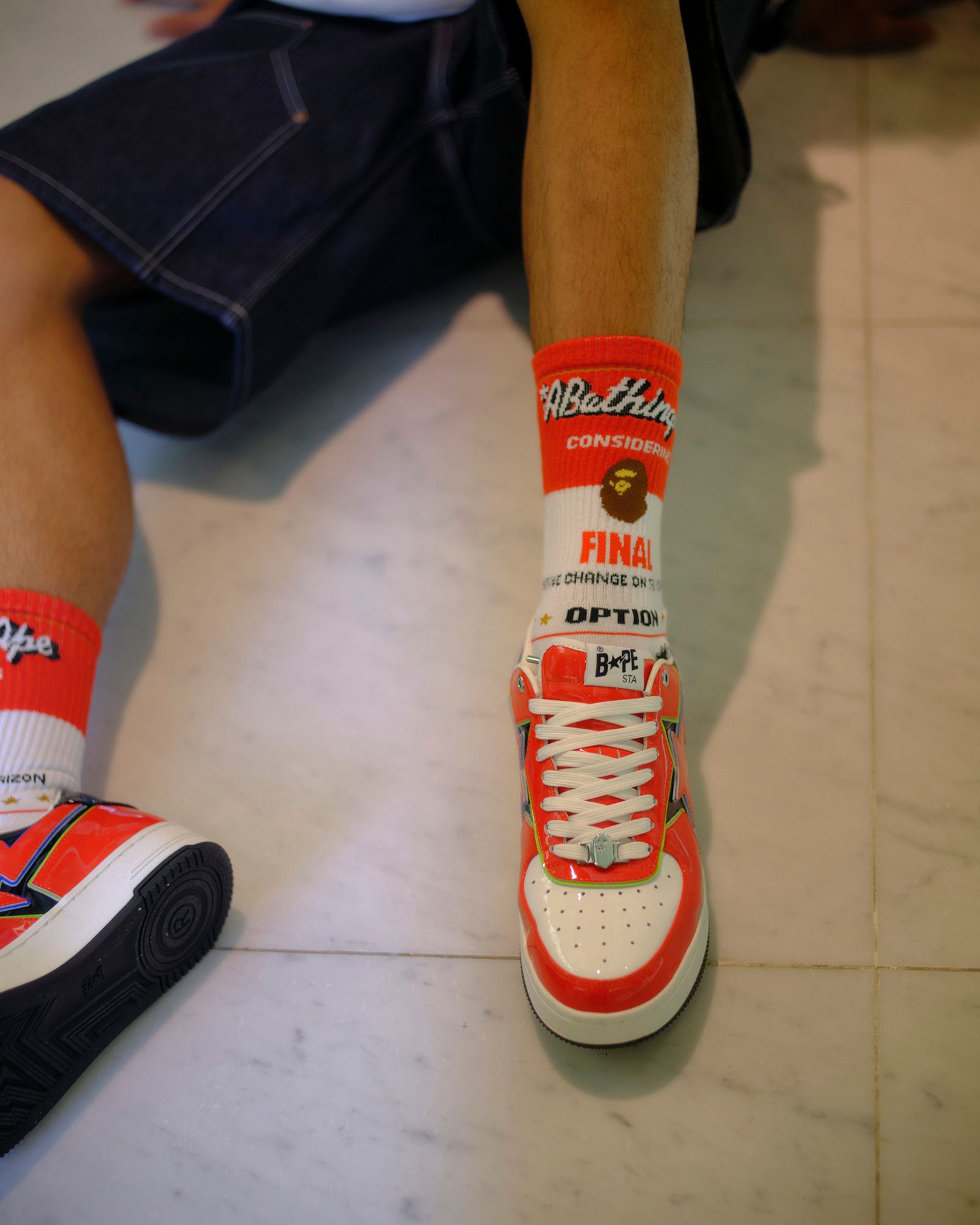 【コラボ】SM-MK1-0000-C41 /BAPE_SOCKS / FAINAL / ECRU+RED / ソックス  (エクリュ/レッド)