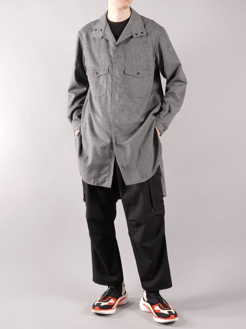 ラスト1点 / Y-3 CLASSIC WOOL FLANNEL SHIRT / クラシック ウール ネルシャツ (グレー)
