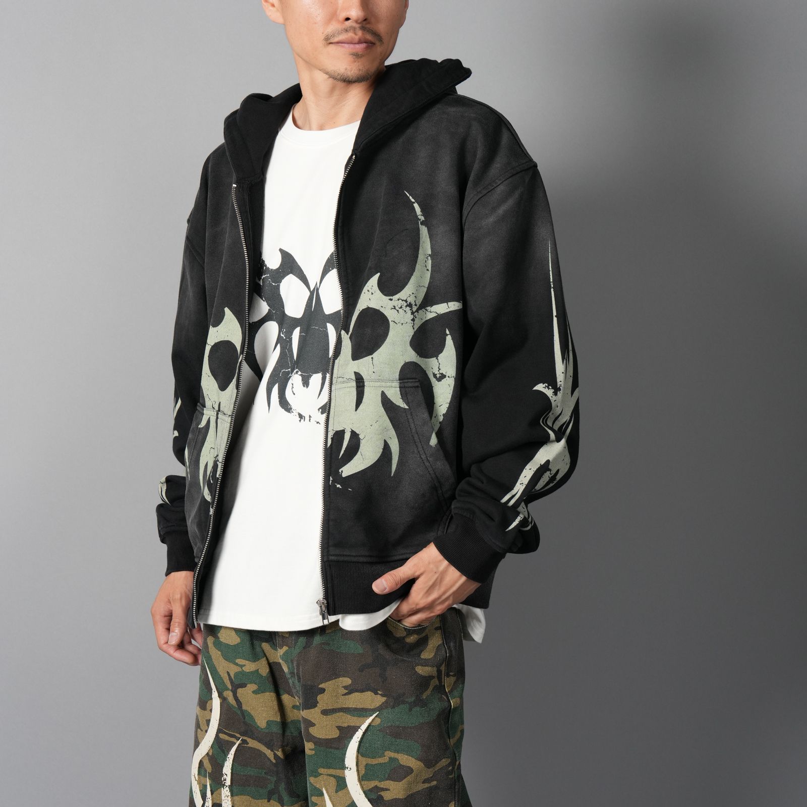 Roach Zip Hooded Sweatshirt / ローチ ジップ フーデッド スウェットシャツ (ブラック)