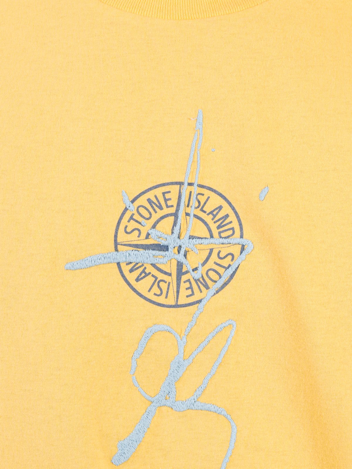 COTTON JERSEY 30/1 'INK ONE’ PRINT_ GARMENT DYED / プリント Tシャツ (コットンジャージー) / イエロー / ガーメントダイ