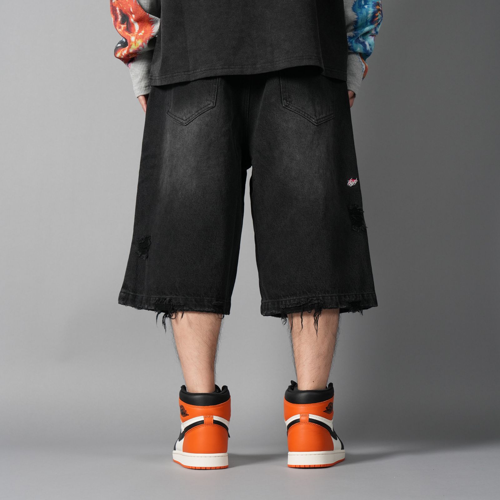 Tribal Denim Five-pocket Shorts / トライバル デニム ファイブポケット ショーツ (ブラック)