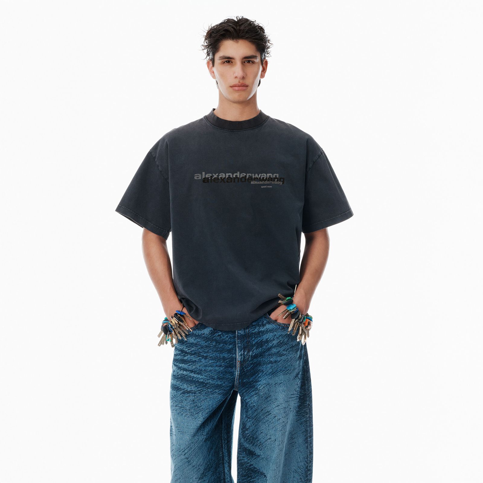 alexander wang - SHORT SLEEVE T-SHIRT / ブラック コットン
