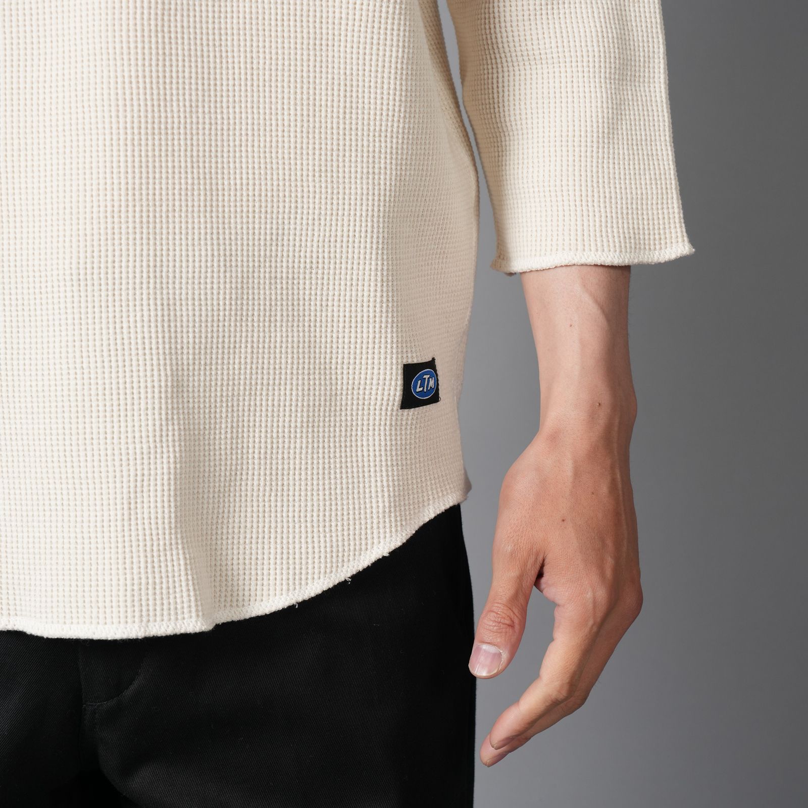 WAFFLE HENLEY (3/4)SLEEVE / ワッフル ヘンリーネック Tシャツ (ホワイト)