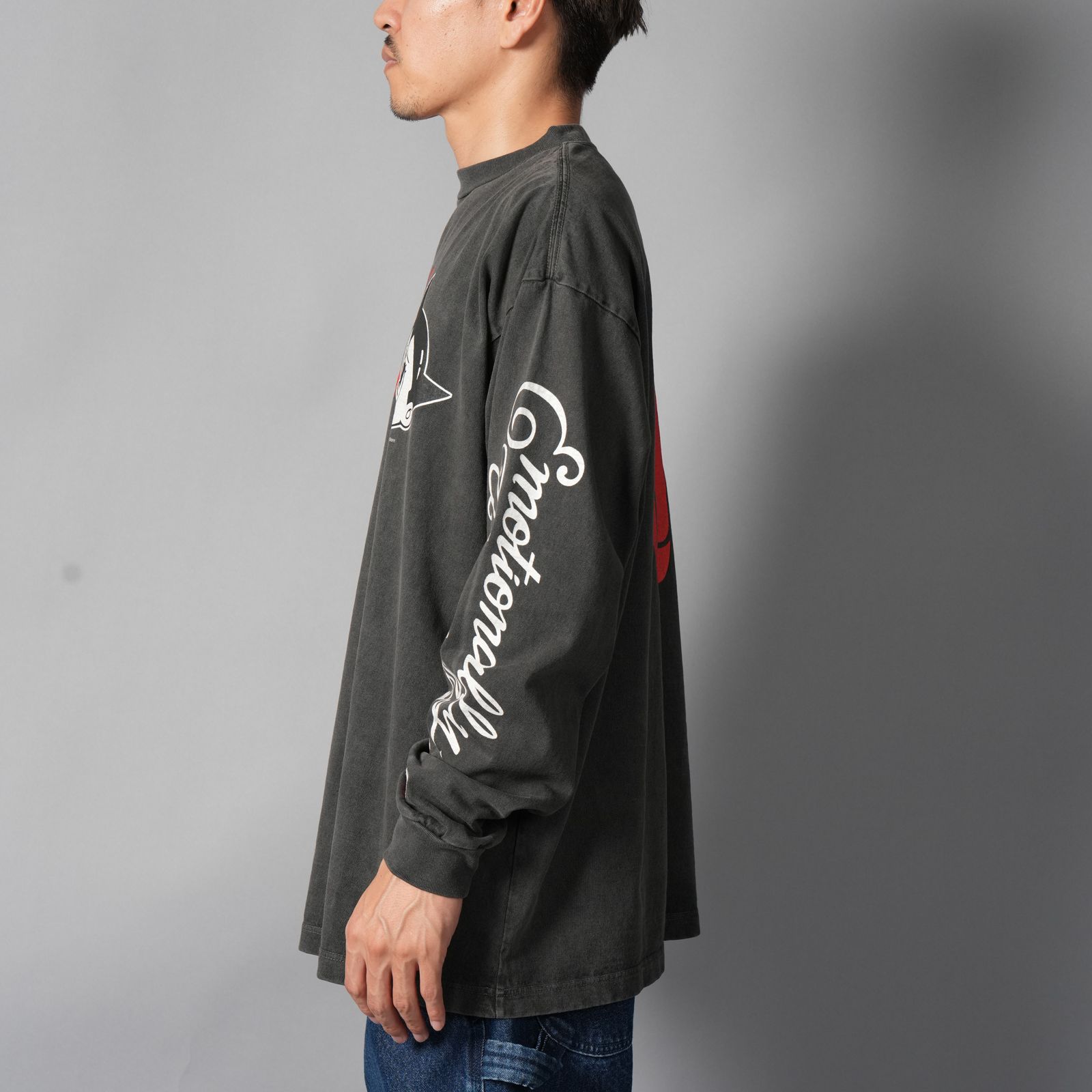 【コラボ】EU-MK1-0000-C09 / EU AB FAVE LS TEE  / BLACK / ロンT・カットソー (ブラック)
