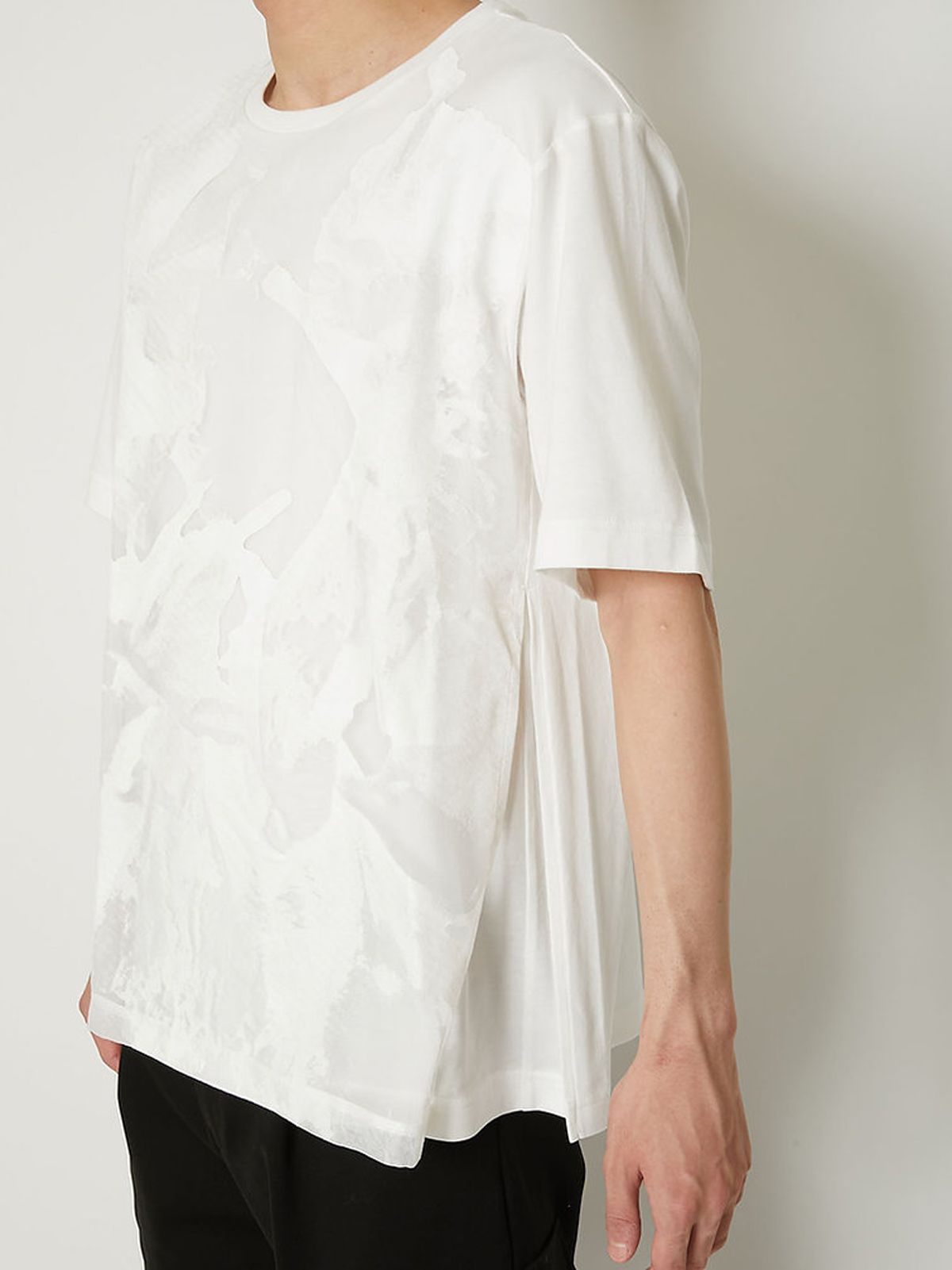 【ラスト1点】 TRANSPARENT FLOWER LAYERED T-SHIRTS / フラワーレイヤードTシャツ (ホワイト)