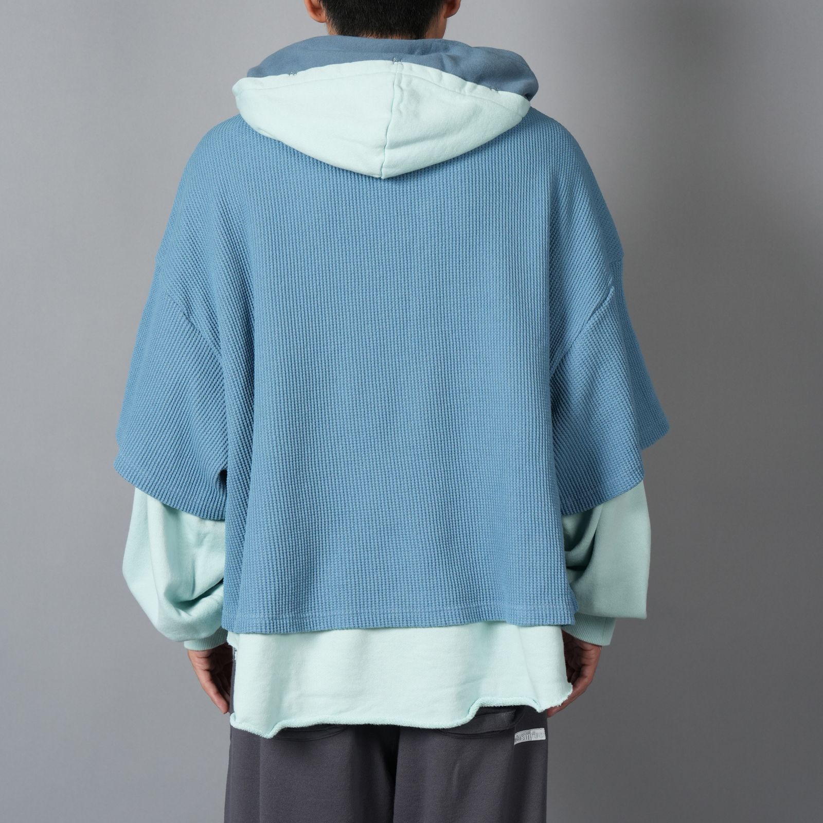 【ラスト1点】LAYERED HOODIE / レイヤードフーディー  (スモークブルー)