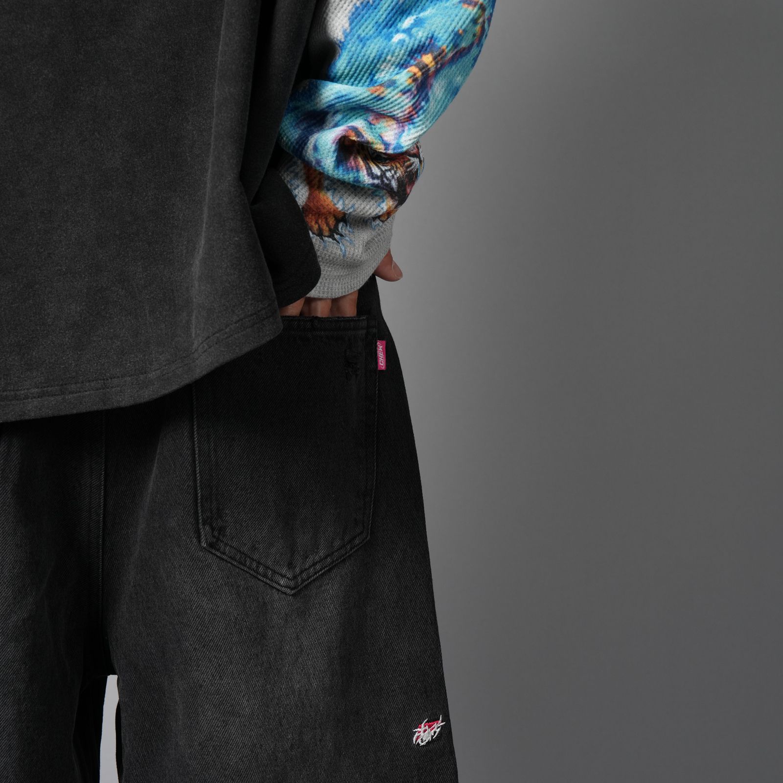 Tribal Denim Five-pocket Shorts / トライバル デニム ファイブポケット ショーツ (ブラック)