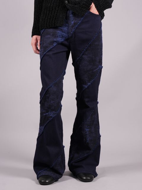 【ラスト1点】TAAKK DENIM ESCARGOT FLARE c#navy / 定番デニム (エスカルゴ) フレアパンツ / ネイビー / オーバーダイ加工