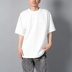 SHORT SLEEVE T-SHIRT / ブラック コットンブレンド オーバーサイズ tシャツ   (ヴィンテージホワイト)
