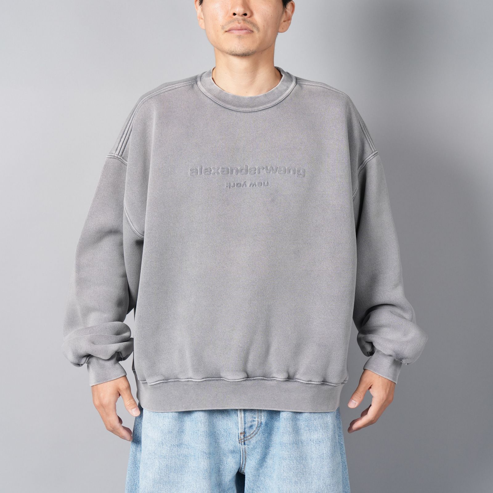 alexander wang - BI-COLOR ACID SWEATSHIRT WITH EMBOSSED LOGO 