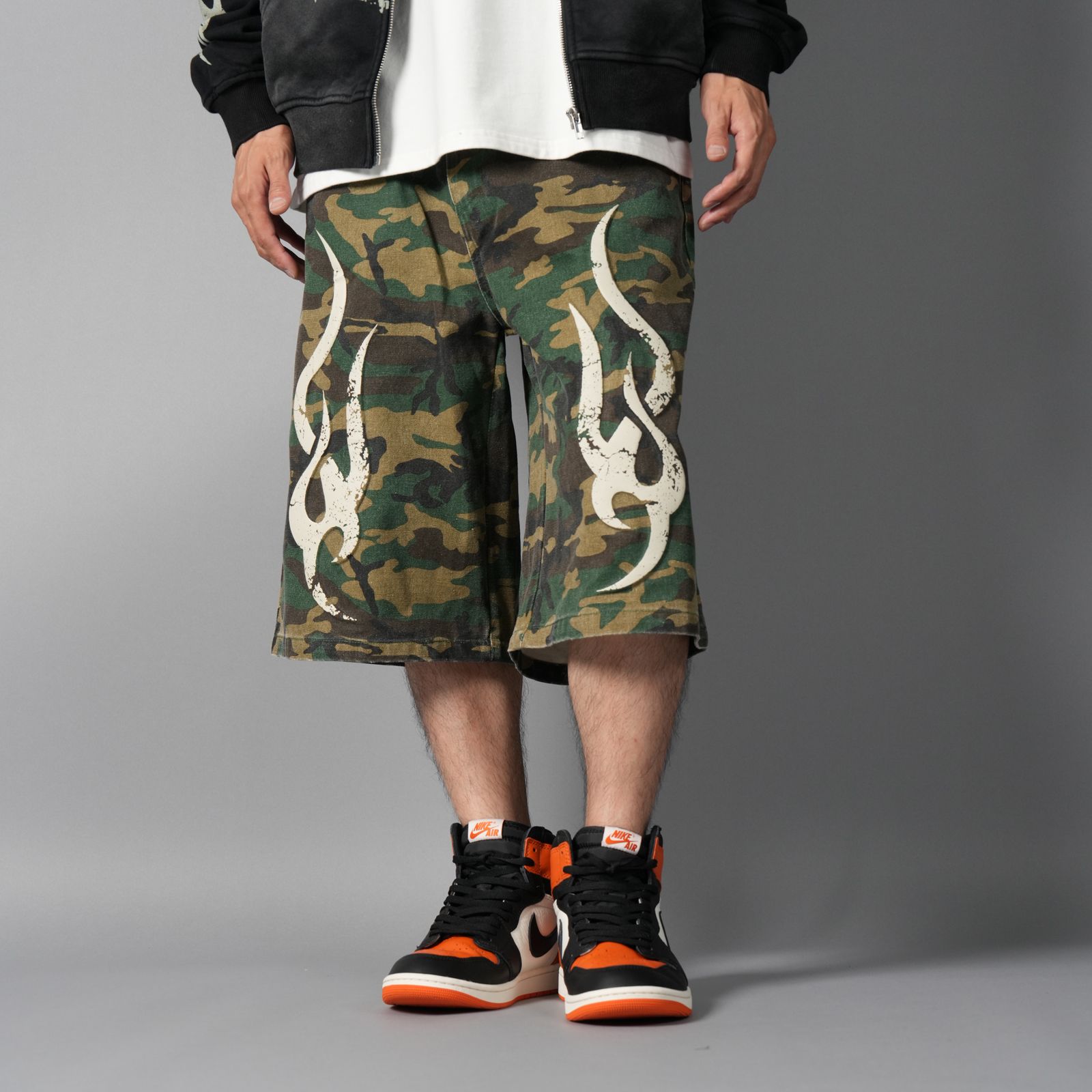 【ラスト1点】 3D Tribal Denim Five-pocket Shorts / スリーディトライバル デニム ファイブポケット ショーツ (ウッドランドカモ)