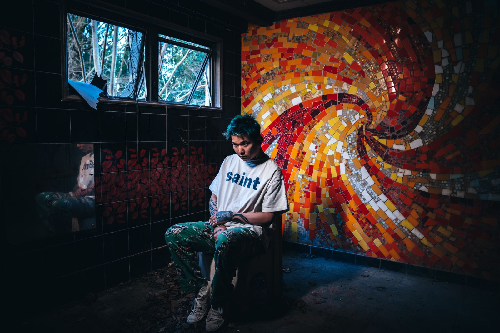 ラスト1点 / SM-S21-0000-001/SS TEE _door_WHITE / ハート Tシャツ  (ホワイト)