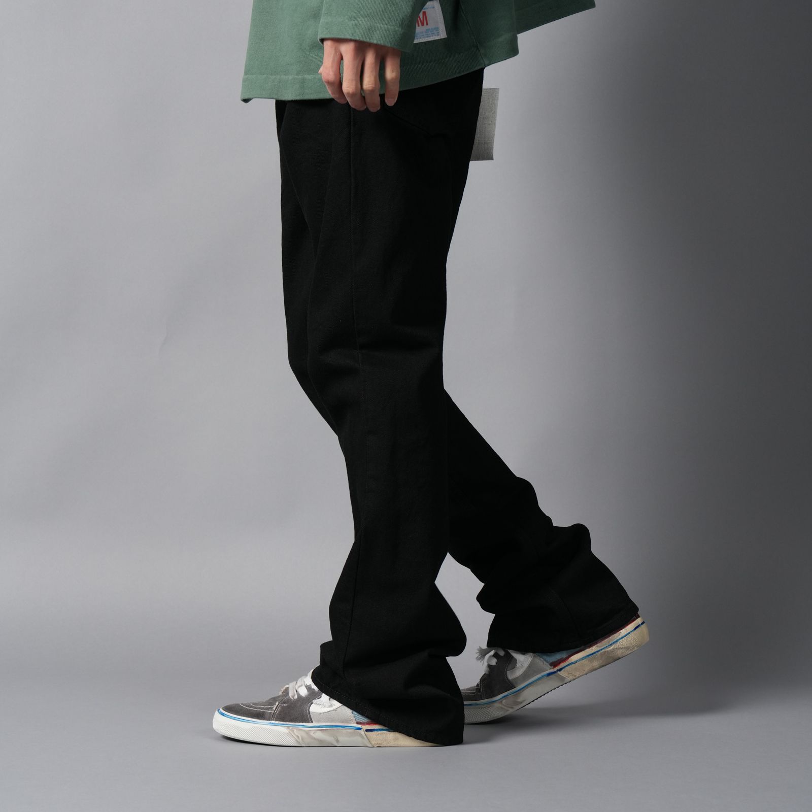 【ラスト1点】SM-MK8-0000-078 / BLACK DENIM PANTS / FLARE / デニムパンツ (ブラック)