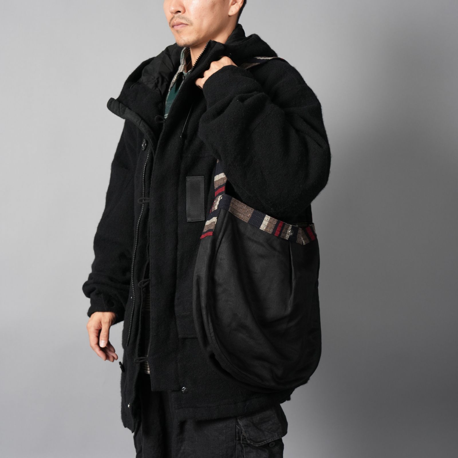 【ラスト1点】Denim Shoulder Bag / デニムショルダーバック[リバーシブル] (ブラック)