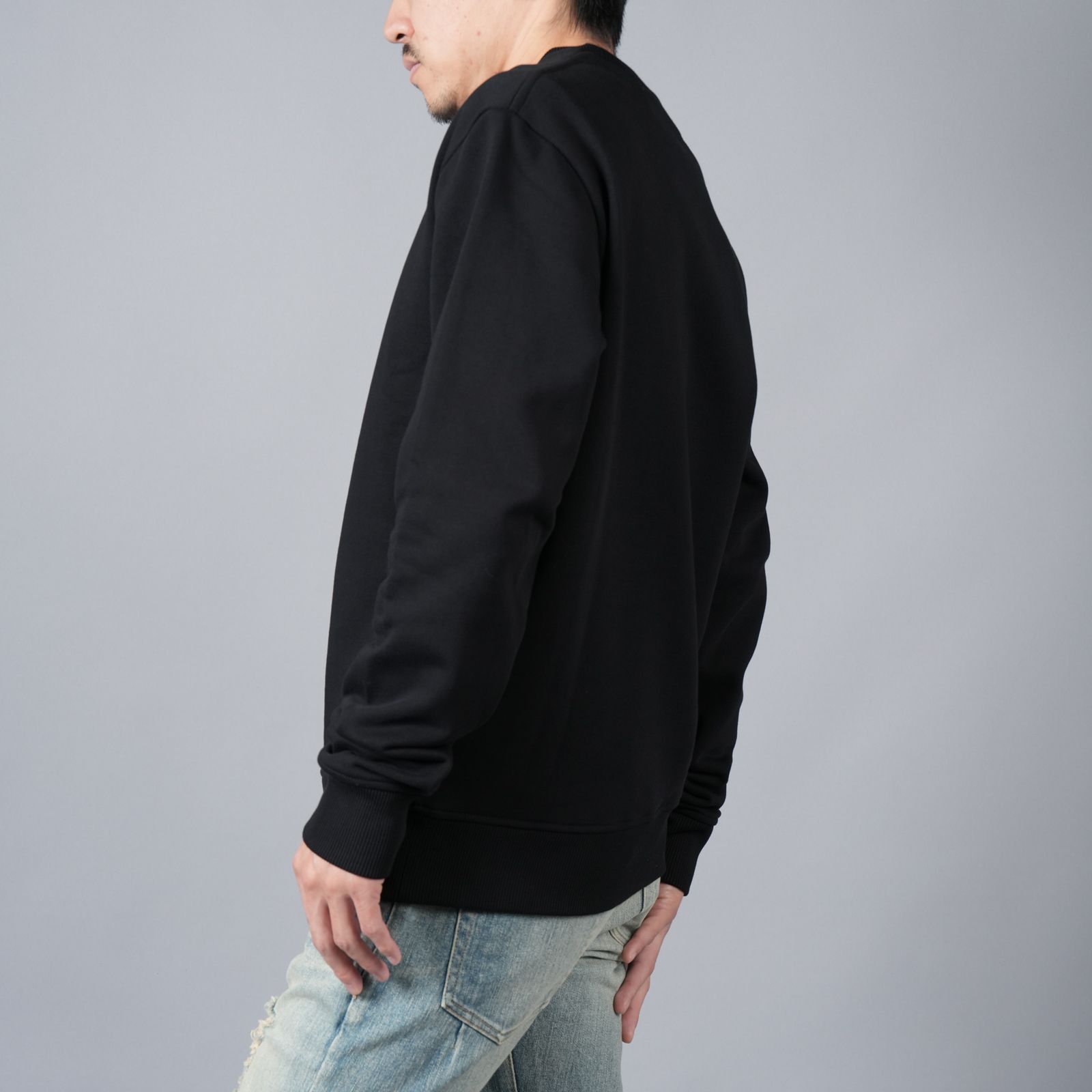 【ラスト1点】BALMAIN STITCH COLLAR SWEATSHIRT / バルマン ステッチカラー スウェットシャツ (ブラック)
