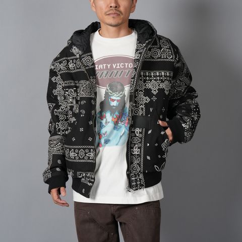 MH027 / Quilted Hoodie Jacket / キルテッド フーディージャケット (ブラック)