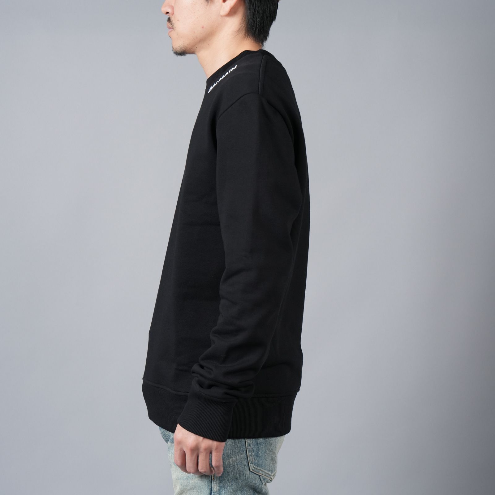 【ラスト1点】BALMAIN STITCH COLLAR SWEATSHIRT / バルマン ステッチカラー スウェットシャツ (ブラック)
