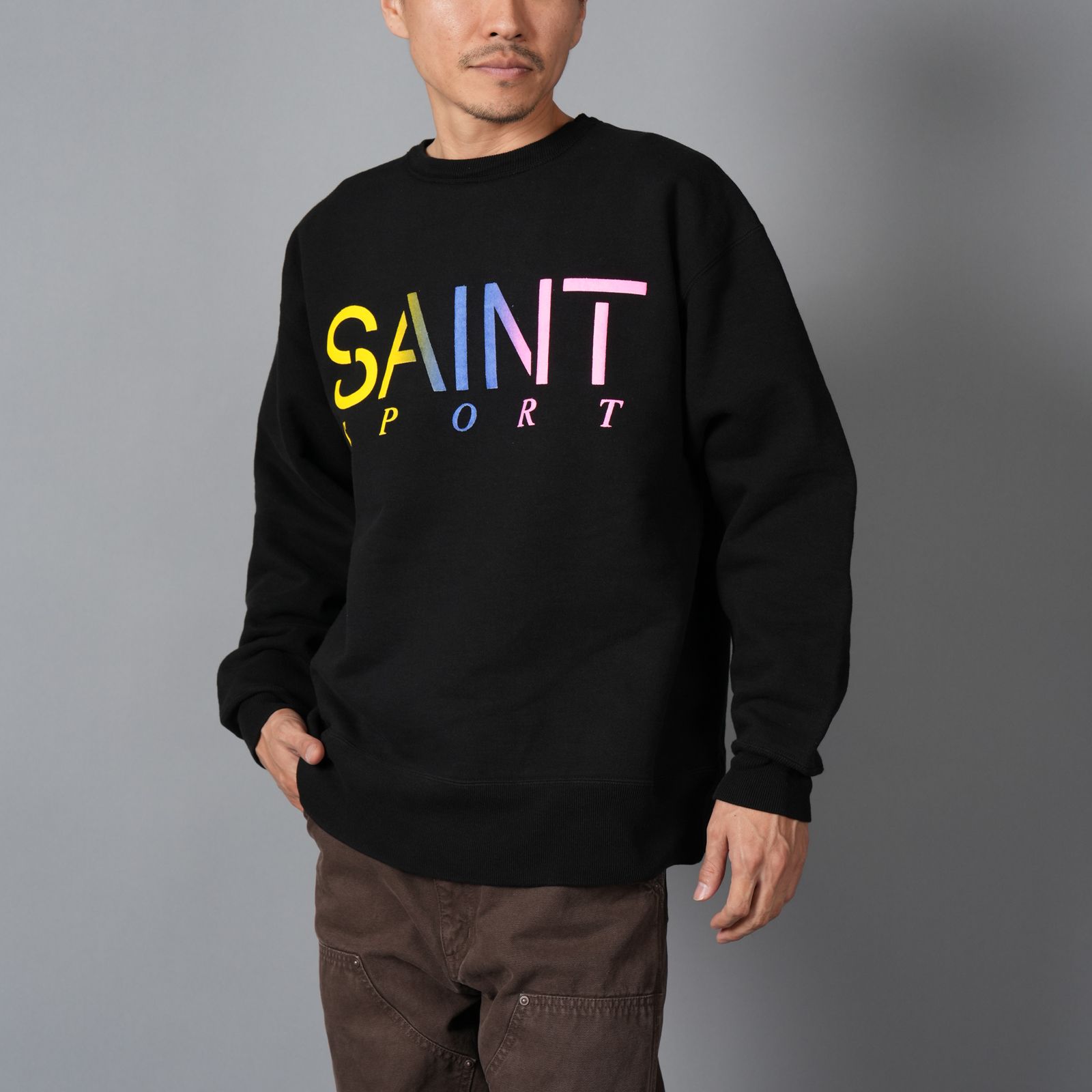 【残りわずか】SM-HR1-0000-044 / CRW NECK SWET / SAINT SPORT / BLK / クルーネックスウェット・トレーナー (ホワイト)