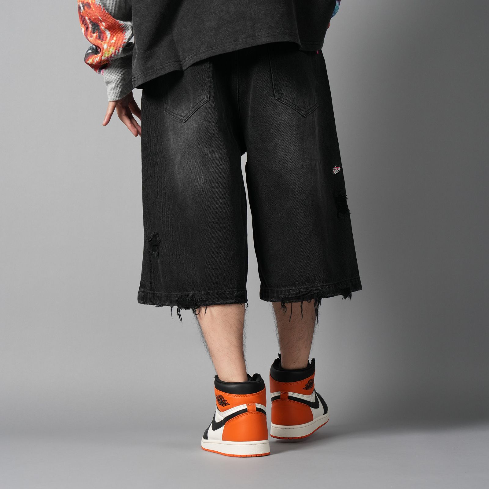 Tribal Denim Five-pocket Shorts / トライバル デニム ファイブポケット ショーツ (ブラック)
