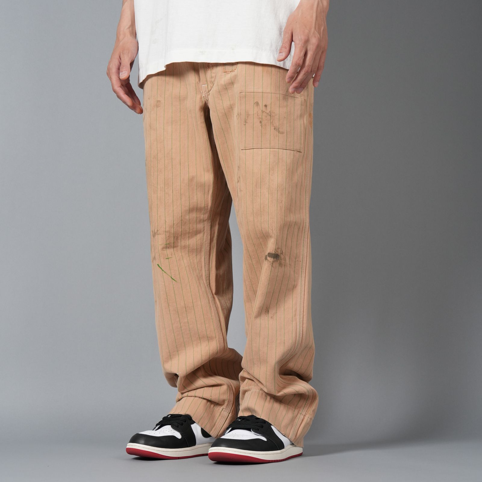 【残りわずか】【コラボ】SM-HR8-0000-C24 / SW_UNIFORM PNTS / STRIPE / BEIGE / ワークパンツ (ベージュ)