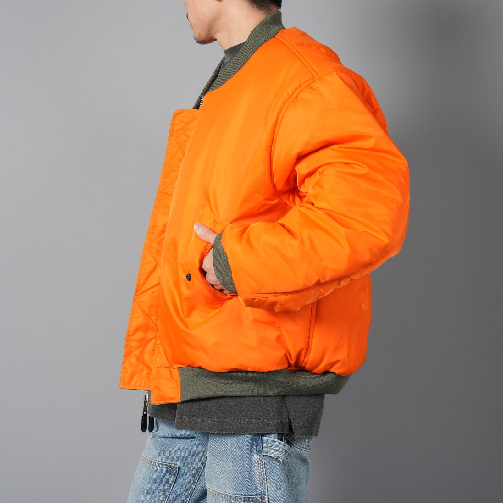 【ラスト1点】【コラボ】Basicks x F.M.C.D / Varsity Cotton Bomber Jacket / ヴァーシティジャケット・ボンバージャケット [リバーシブル](カーキ)