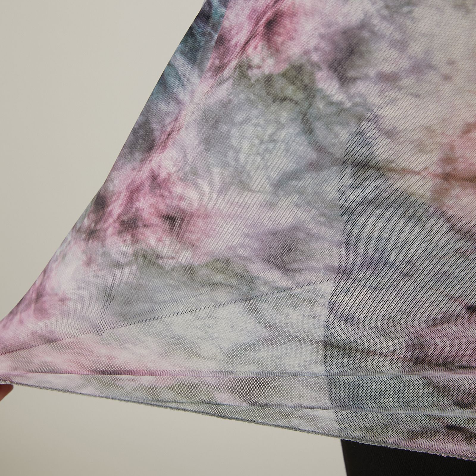 【ラスト1点】TIE DYE TULLE T / HIGH NECK T-SHIRT / タイダイ チュールT ハイネックTシャツ (ピンク)