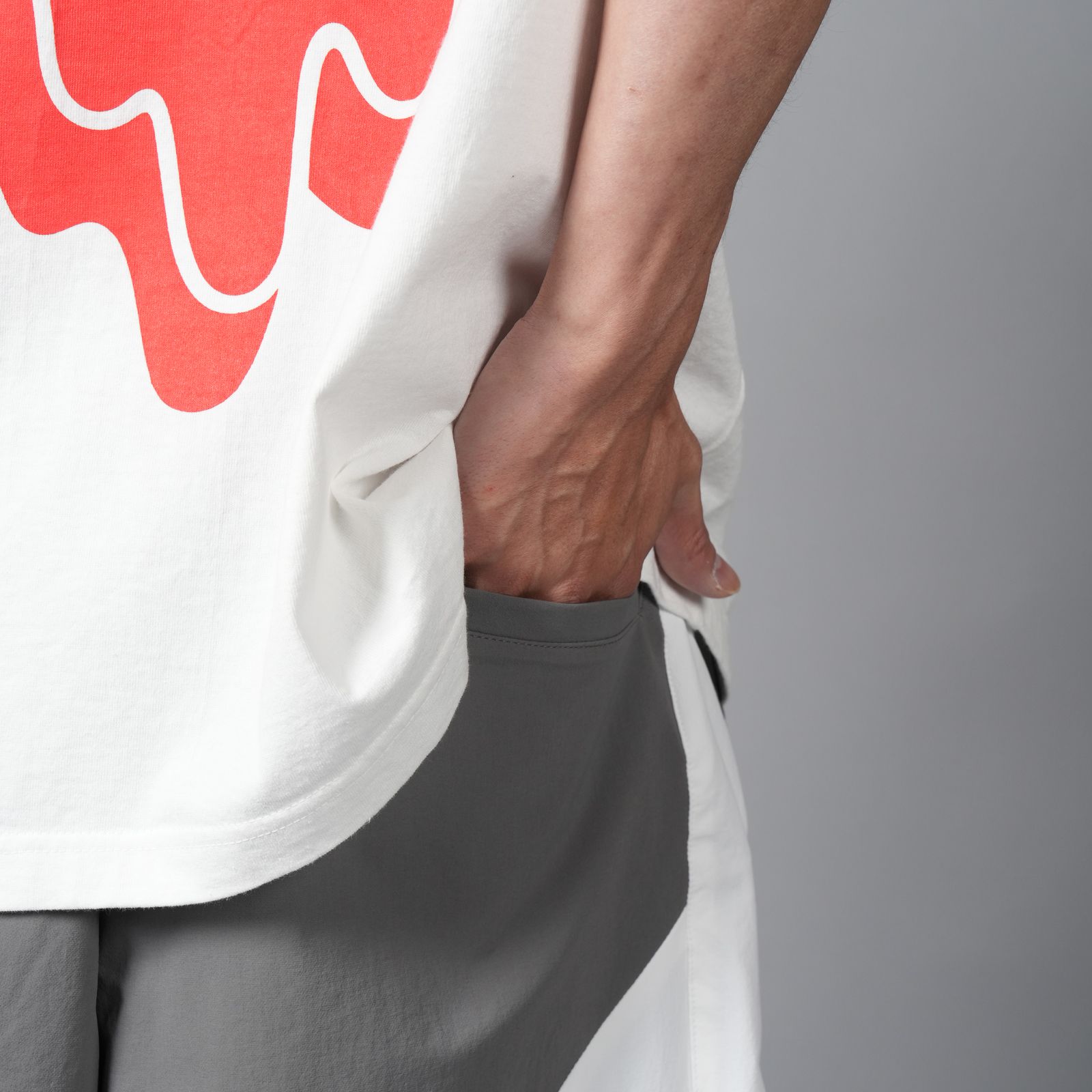 【ラスト1点】CHEVRON PUFFER NYLON TROUSER / ナイロントラウザー (グレー/ホワイト)