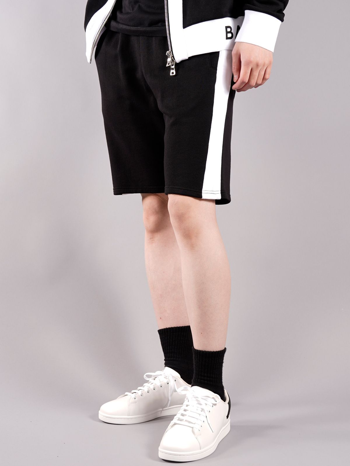BERMUDA SHORTS BALMAIN RIBBED / バミューダ ショーツ (スウェット ショートパンツ) / ブラック / コットン / メンズ