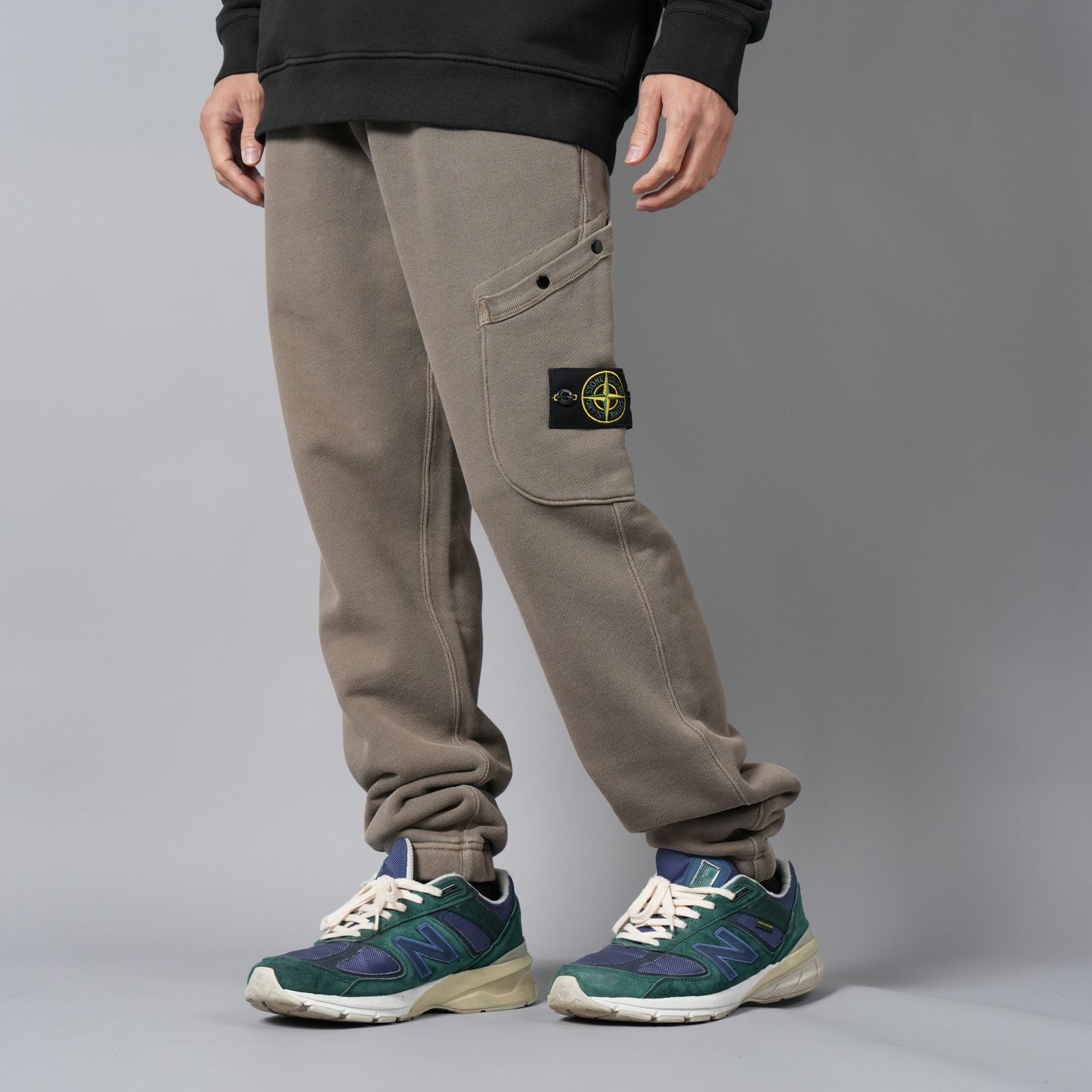 61141 / ORGANIC COTTON DIAGONAL FLEECE 'OLD' EFFECT / スウェットパンツ [ガーメントダイ] (ウォルナット)