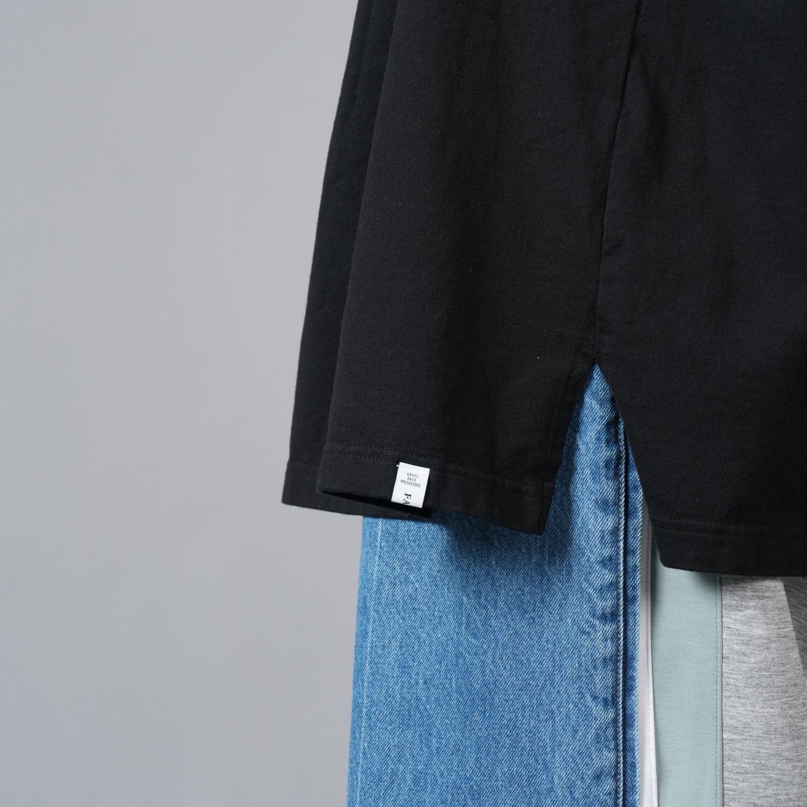 RIB BIG TEE / リブ ビッグ Tシャツ (ブラック)