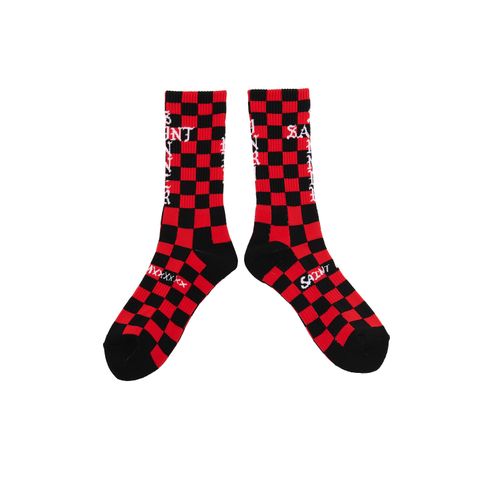 SM-MK1-0000-104 / SOCKS / CHECK / BLACK+RED / ソックス  (ブラック/レッド)