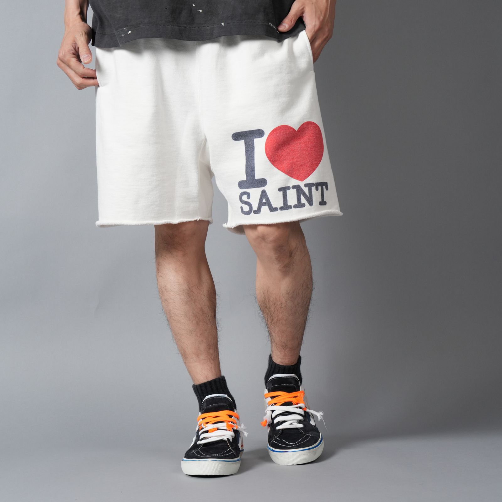 SM-MK8-0000-067 / SWEAT SHORTS / I LOVE SAINT / WHT / スウェットショーツ (ホワイト)
