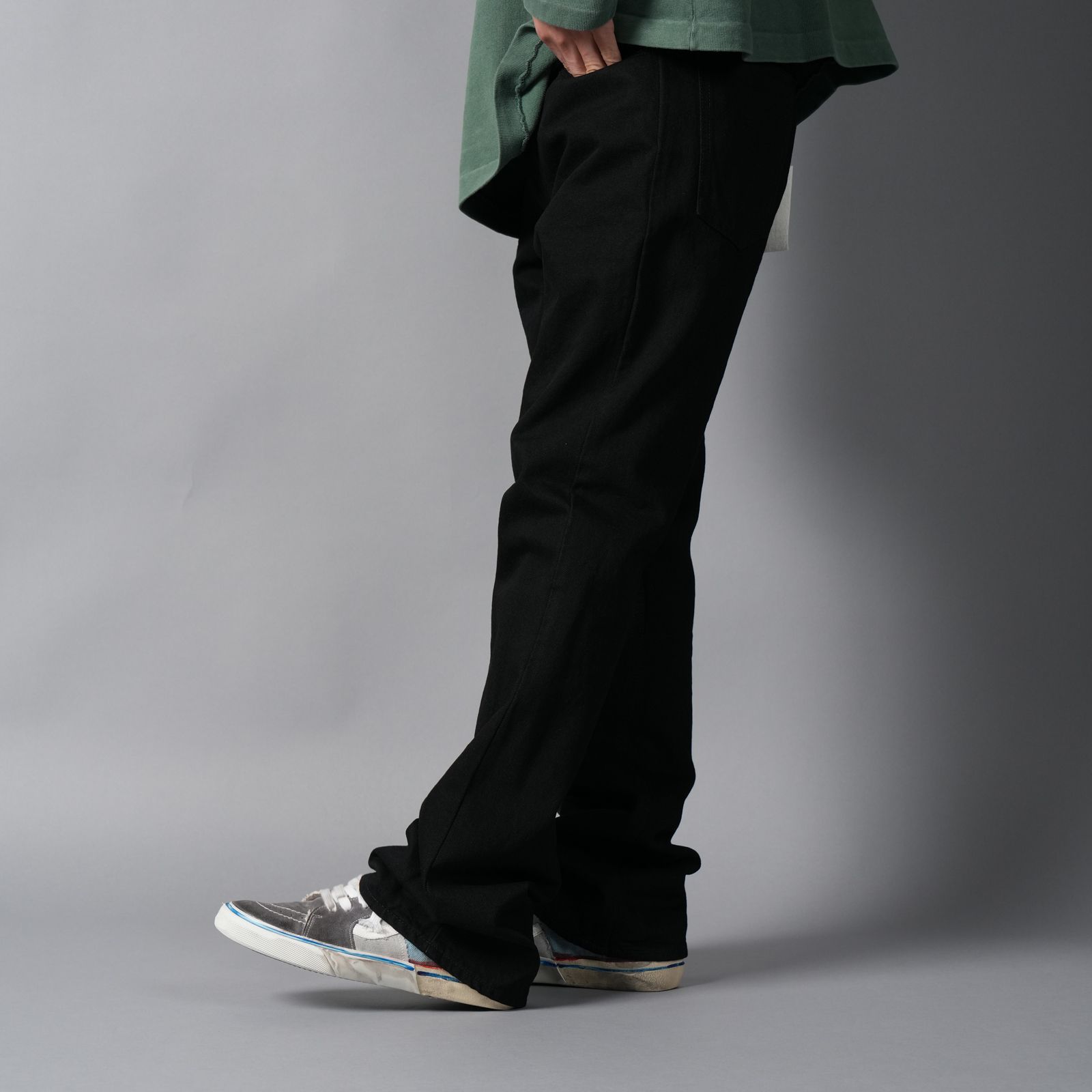 【ラスト1点】SM-MK8-0000-078 / BLACK DENIM PANTS / FLARE / デニムパンツ (ブラック)