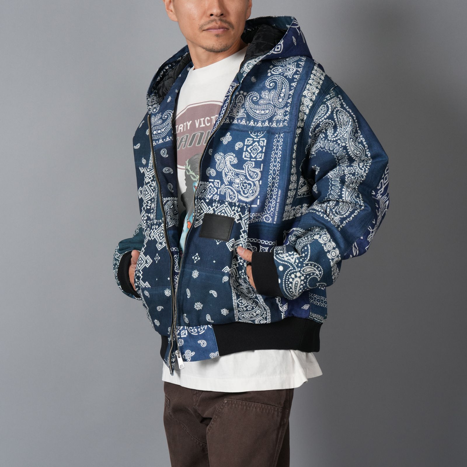 MH027 / Quilted Hoodie Jacket / キルテッド フーディージャケット (ブルー)