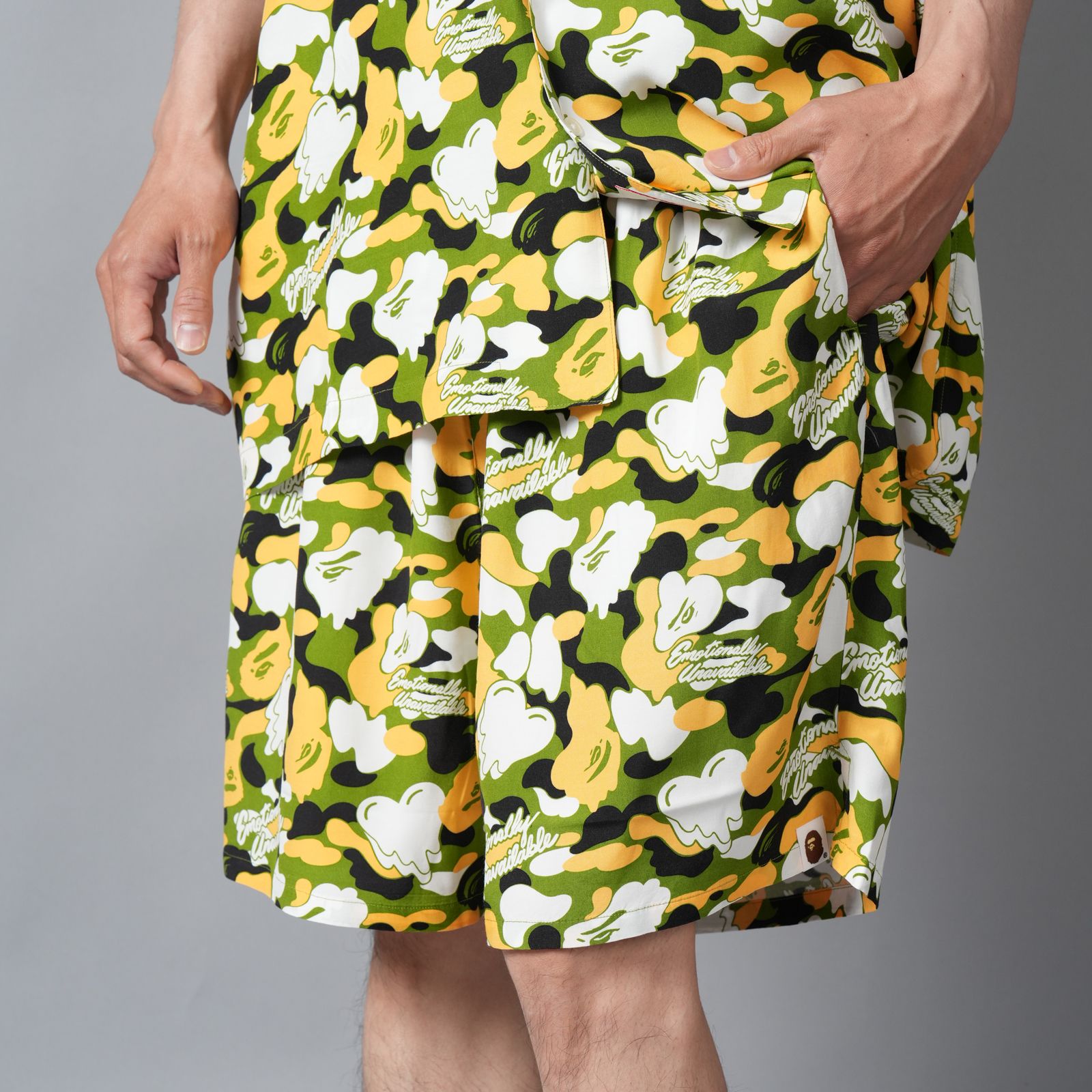【コラボ】EU-MK8-0000-C05 / EU APE ALOHA SHORTS / GREEN / ショーツ (グリーン)