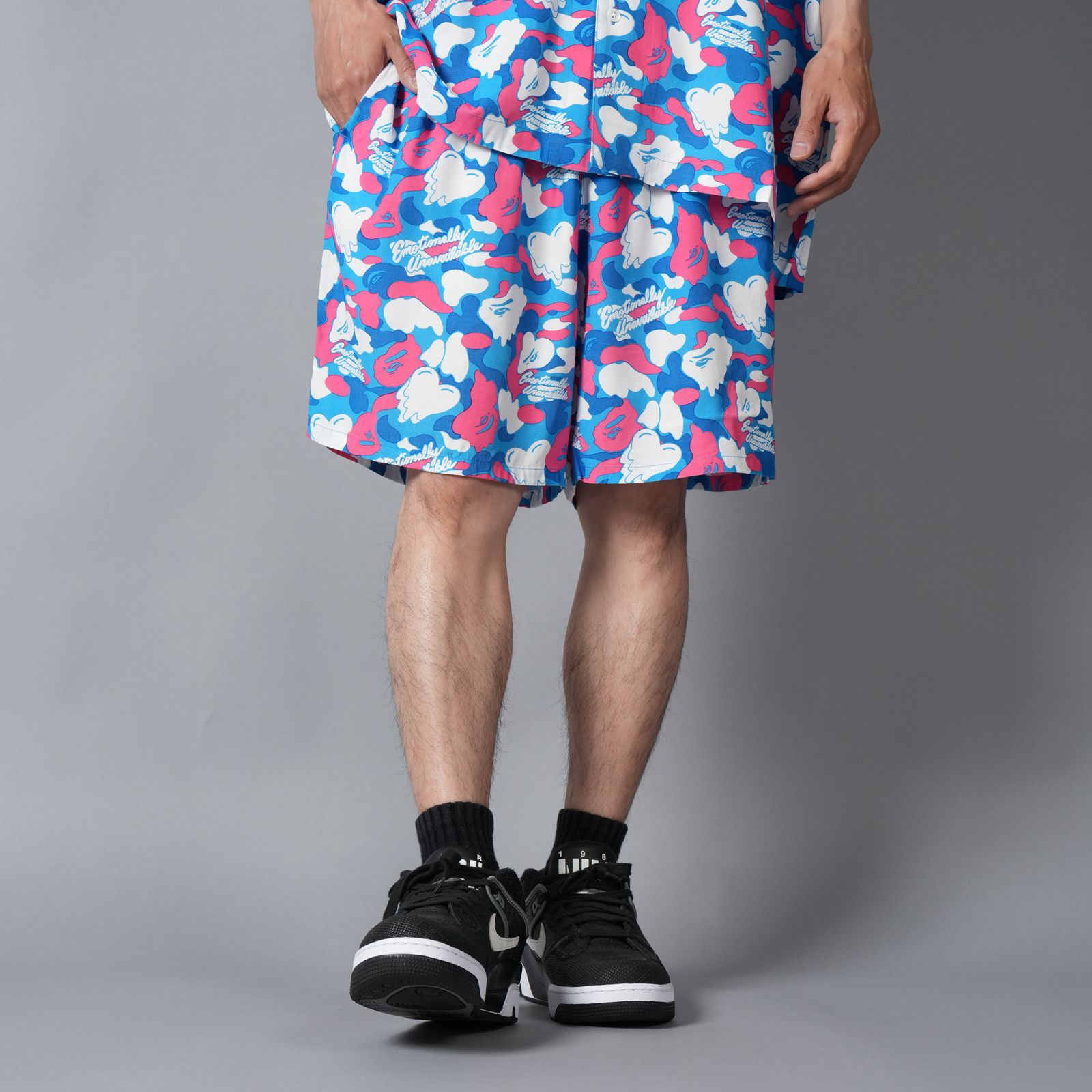 【コラボ】EU-MK8-0000-C06 / EU APE ALOHA SHORTS / BLUE / ショーツ (ブルー)