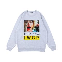 【ラスト1点】PHOTO MASSEGE SWEATSHIRT "よーいうどん" / フォトメッセージ スウェット  (グレー)