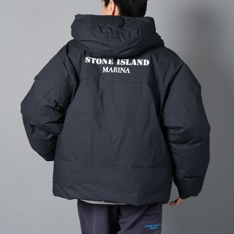 【ラスト1点】 424X2 / STONE ISLAND MARINA_RUBBER WAX POPLIN DOWN / ストーンアイランドマリーナ / ラバー ワックス ポプリン ダウン / ダウンジャケット / パーカー (ブルー)