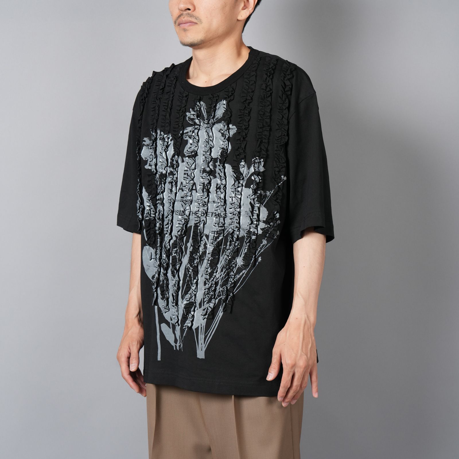 【ラスト1点】RUFFLE PRINT JERSEY / ラッフルプリント ジャージー / Tシャツ (ブラック)