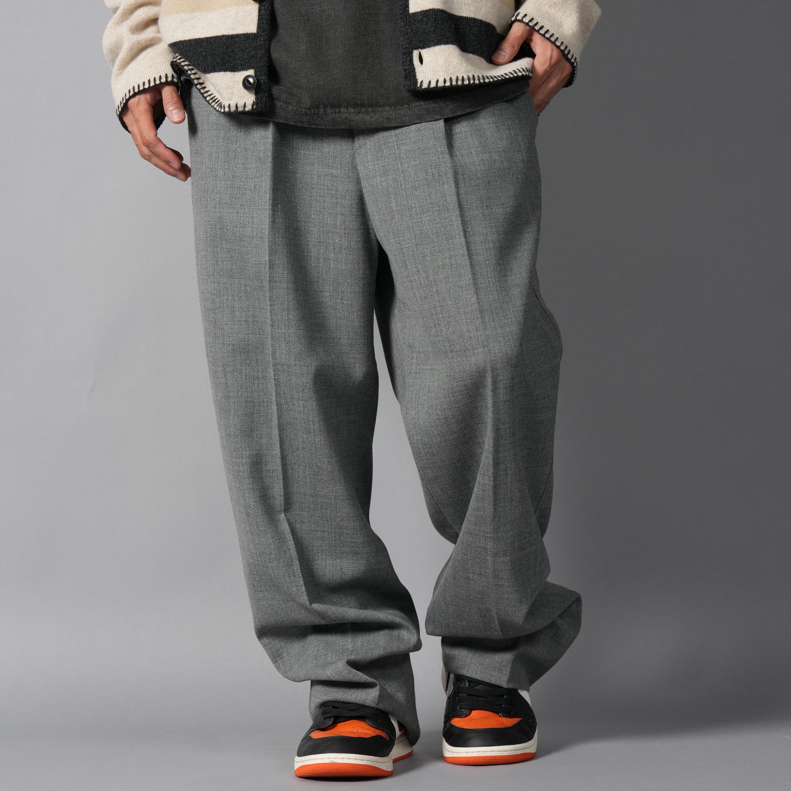 【ラスト1点】One Tuck Slacks / ワンタックスラックス (グレー)