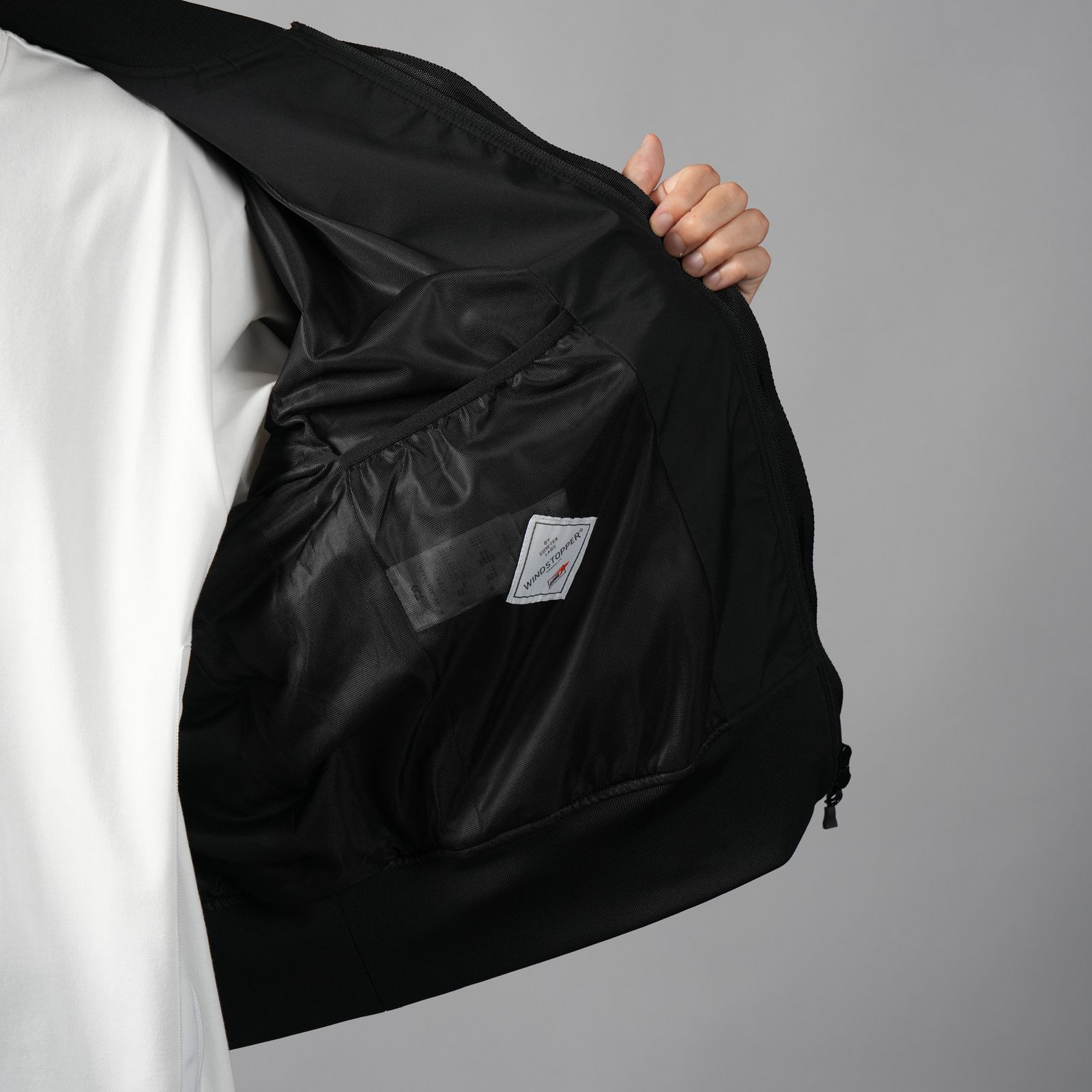 【限定】【D-VEC×ALMOSTBLACK】WINDSTOPPER 3L MA1 BLOUSON / ゴアテックス ラボ スリーレイヤー / ブルゾン [防水・防風] (ブラック)
