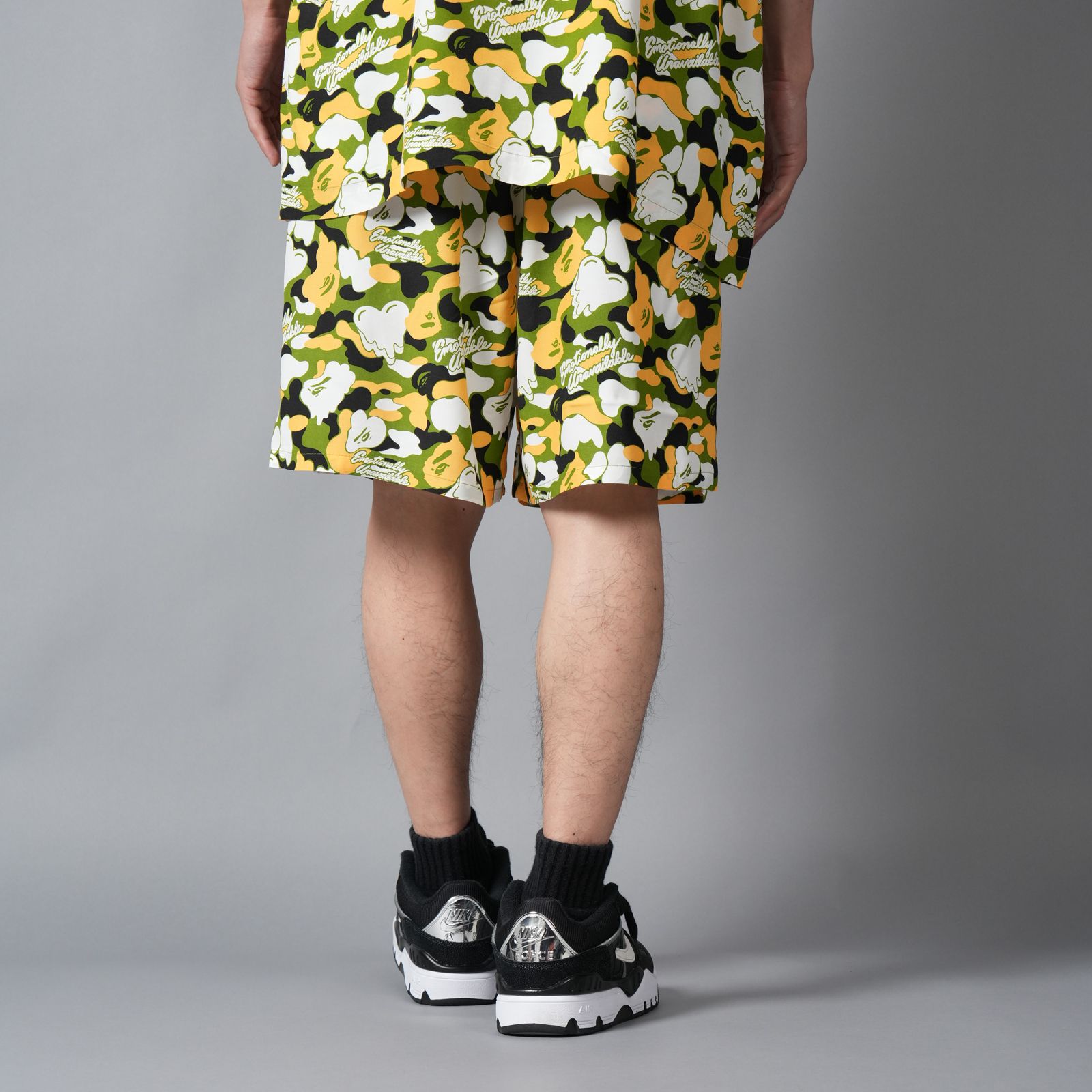 【コラボ】EU-MK8-0000-C05 / EU APE ALOHA SHORTS / GREEN / ショーツ (グリーン)