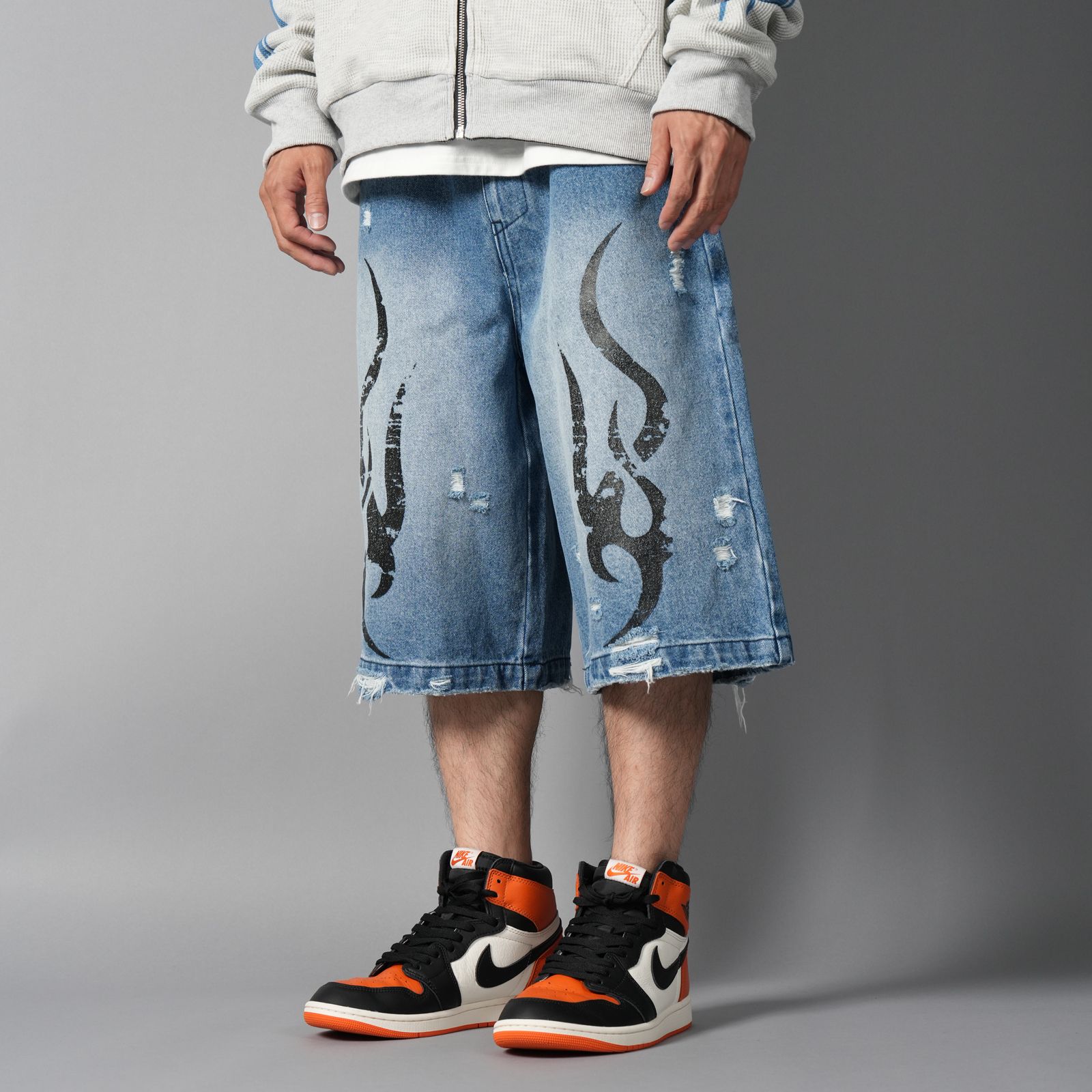 【残りわずか】 Tribal Denim Five-pocket Shorts / トライバル デニム ファイブポケット ショーツ (ヴィンテージブルー)