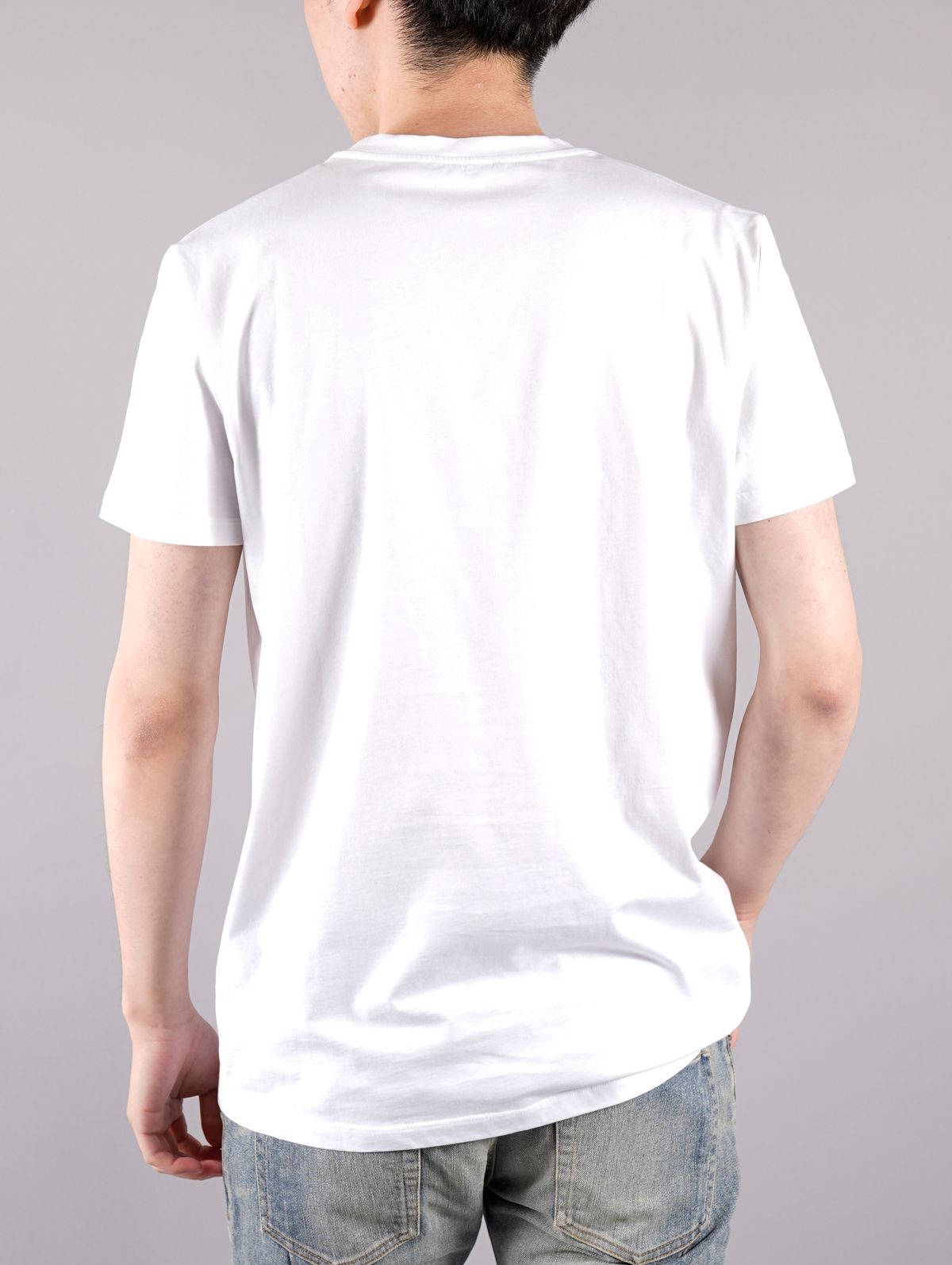 【ラスト1点】White Cotton T-shirt Black Balmain Velvet Logo / ベルベットロゴ コットン Tシャツ / ホワイト / 定番商品 / メンズ