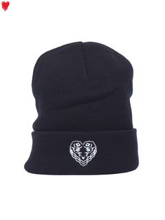 【ラスト1点】 FABRIC HEART PATCH KNIT CAP / ファブリック ハートパッチ ニットキャップ (ブラック)