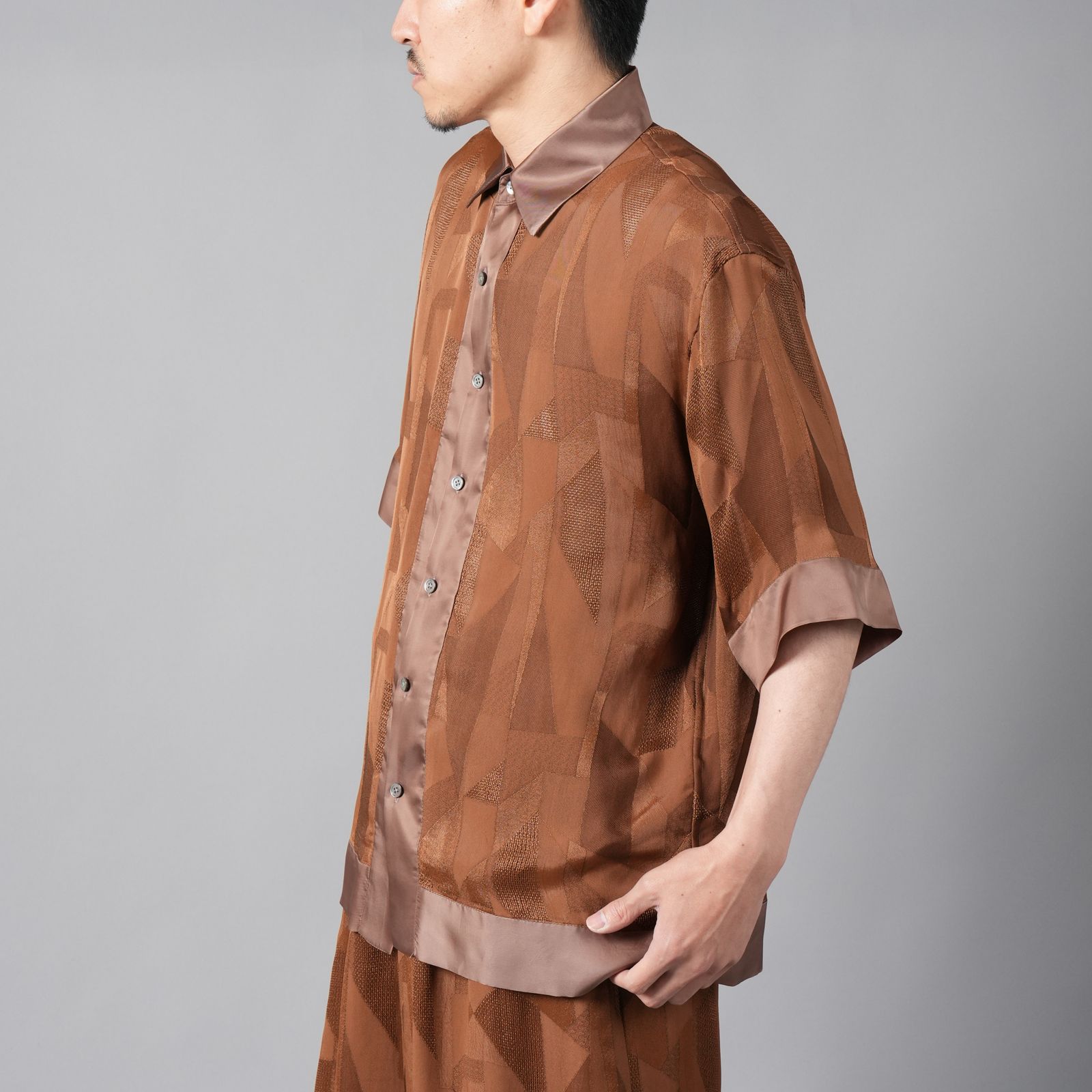【ラスト1点】RAYON CUPRA SHIRT / レーヨン キュプラ シャツ (ブラウン)