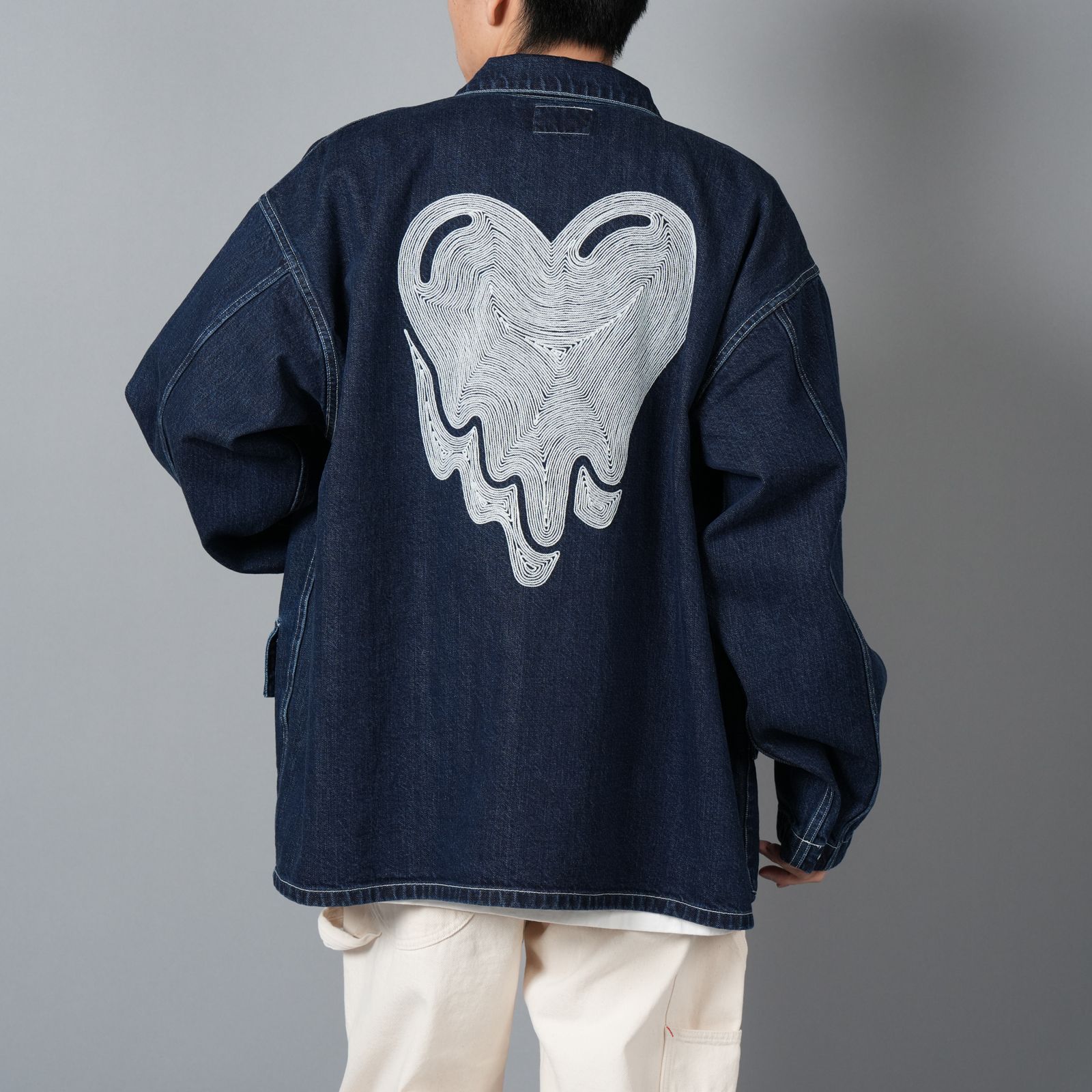 EU-HR8-0000-007 / HEART LOGO DENIM COVERALL / BLUE / ハートロゴ デニム カバーオール (ブルー)